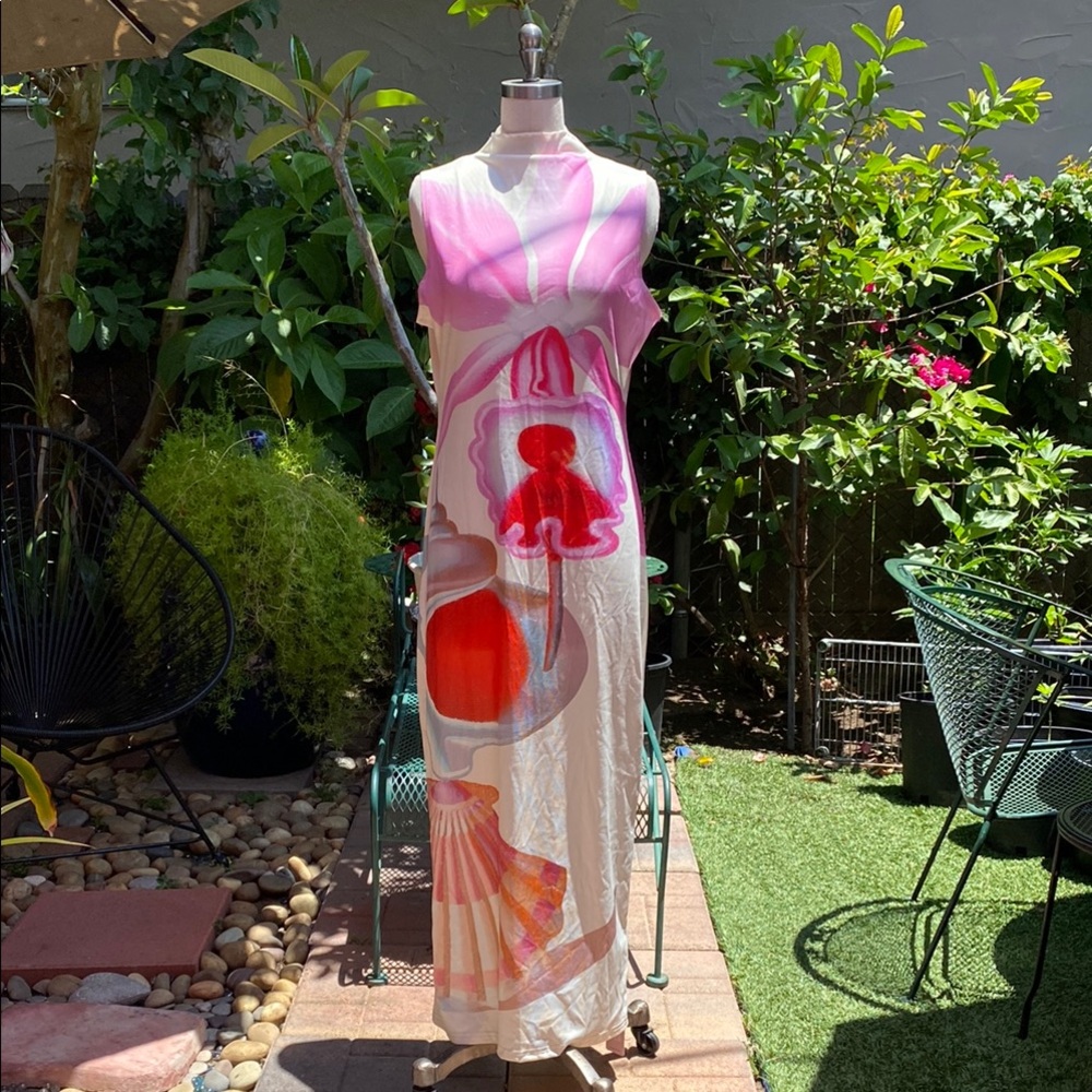 Micas Tropical Shell Print Fitted Sleeveless Maxi Dress Maruja Mallo Art Design